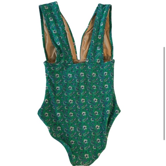 J. Crew Green Floral One Piece Swimsuit - Picture 7 of 7